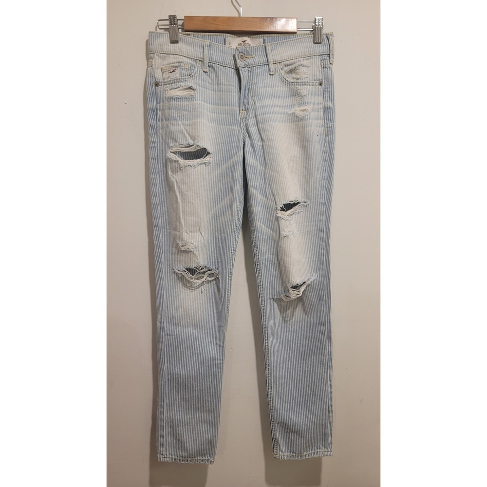 Hollister Jeans Women's Size 0‎ 29x33 Blue Striped American Preppy Stretch Denim